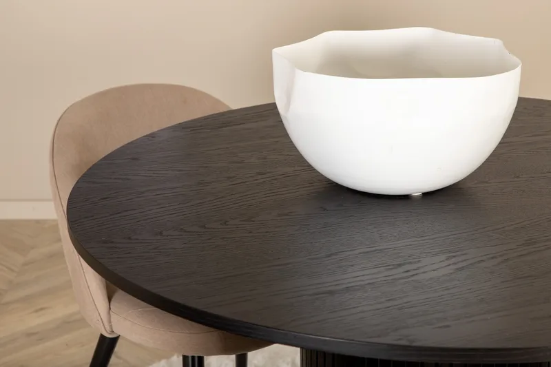 Bianca Matgrupp 110 cm Rund med 4 Velvet stolar - Beige - Möbler - Matplats - Matgrupp & matbord med stolar