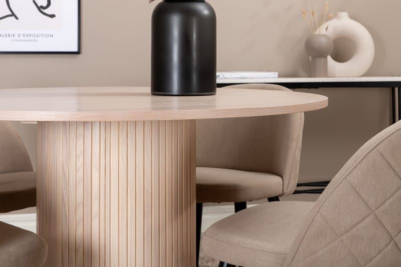 Bianca Matgrupp 110 cm Rund med 4 Velvet stolar - Beige - Möbler - Matplats - Matgrupp & matbord med stolar