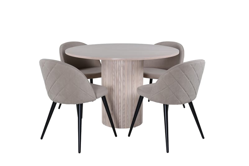 Bianca Matgrupp 110 cm Rund med 4 Velvet stolar - Beige - Möbler - Matplats - Matgrupp & matbord med stolar