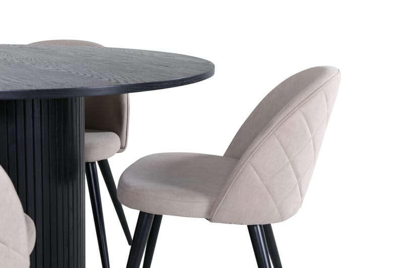 Bianca Matgrupp 110 cm Rund med 4 Velvet stolar - Beige - Möbler - Matplats - Matgrupp & matbord med stolar