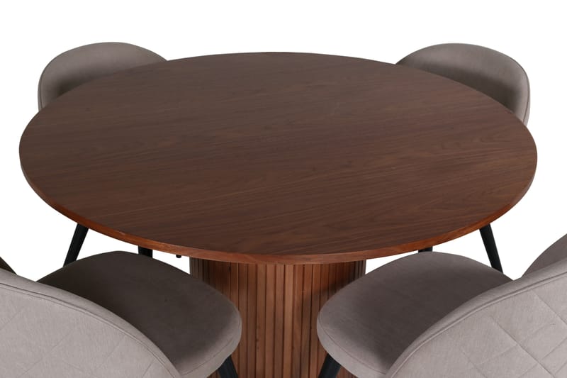 Bianca Matgrupp 110 cm Rund med 4 Velvet stolar - Beige - Möbler - Matplats - Matgrupp & matbord med stolar