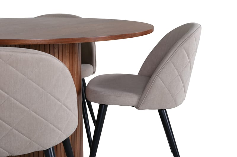 Bianca Matgrupp 110 cm Rund med 4 Velvet stolar - Beige - Möbler - Matplats - Matgrupp & matbord med stolar