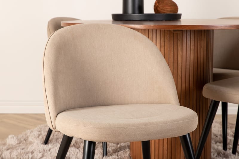 Bianca Matgrupp 110 cm Rund med 4 Velvet stolar - Beige - Möbler - Matplats - Matgrupp & matbord med stolar