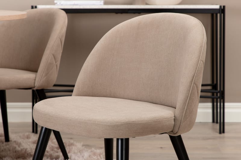 Bianca Matgrupp 110 cm Rund med 4 Velvet stolar - Beige - Möbler - Matplats - Matgrupp & matbord med stolar