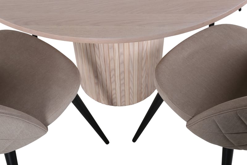 Bianca Matgrupp 110 cm Rund med 4 Velvet stolar - Beige - Möbler - Matplats - Matgrupp & matbord med stolar