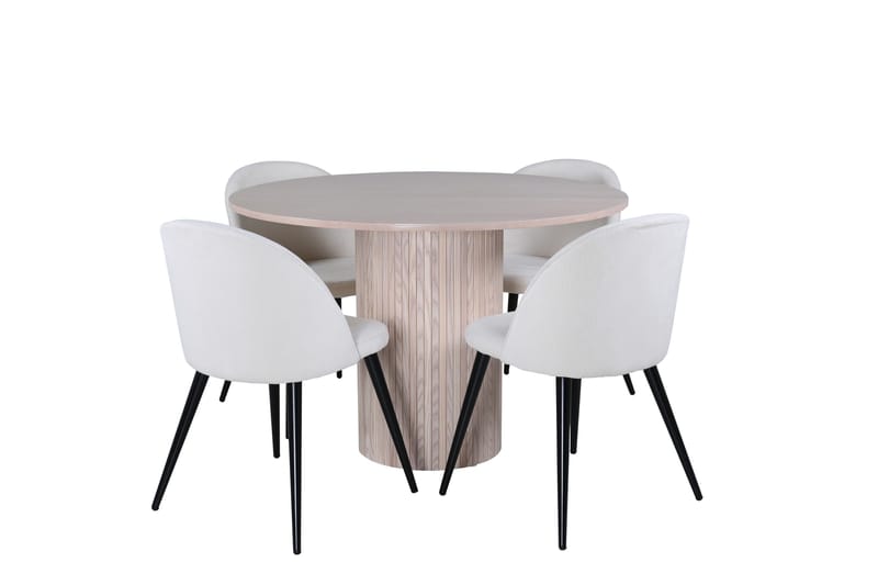 Bianca Matgrupp 110 cm Rund med 4 Velvet stolar, Beige