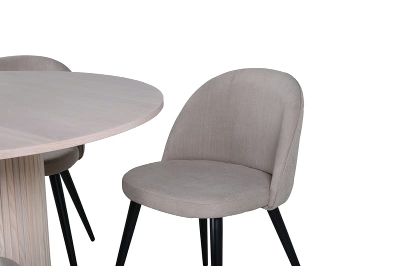 Bianca Matgrupp 110 cm Rund med 4 Velvet stolar - Beige - Möbler - Matplats - Matgrupp & matbord med stolar