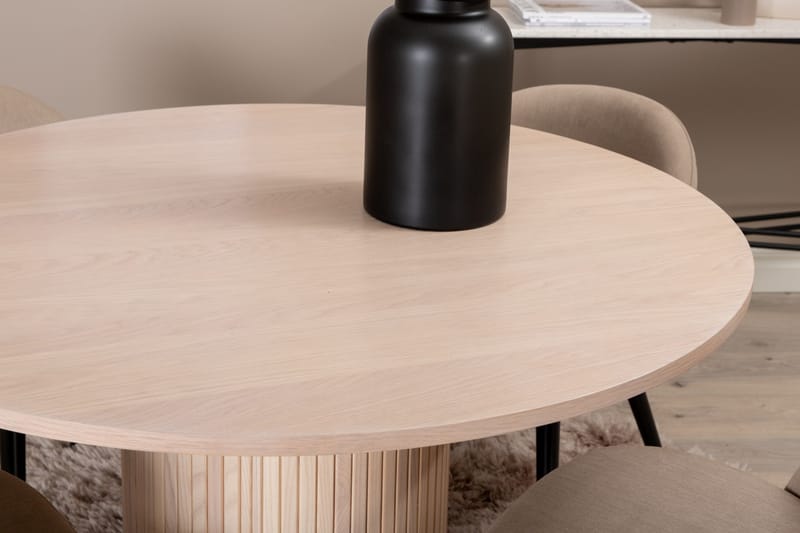 Bianca Matgrupp 110 cm Rund med 4 Velvet stolar - Beige - Möbler - Matplats - Matgrupp & matbord med stolar