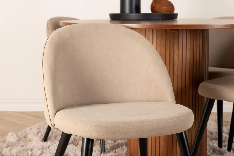 Bianca Matgrupp 110 cm Rund med 4 Velvet stolar - Beige - Möbler - Matplats - Matgrupp & matbord med stolar