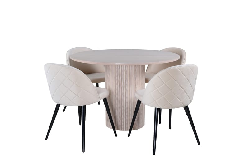 Bianca Matgrupp 110 cm Rund med 4 Velvet stolar - Svart - Möbler - Matplats - Matgrupp & matbord med stolar