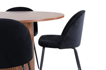 Bianca Matgrupp 110 cm Rund med 4 Wrinkles stolar - Svart - Möbler - Matplats - Matgrupp & matbord med stolar