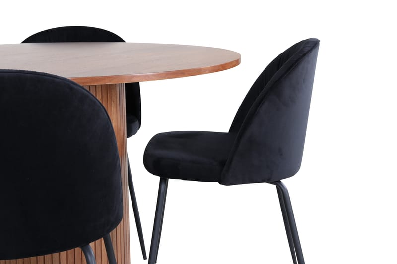 Bianca Matgrupp 110 cm Rund med 4 Wrinkles stolar - Svart - Möbler - Matplats - Matgrupp & matbord med stolar