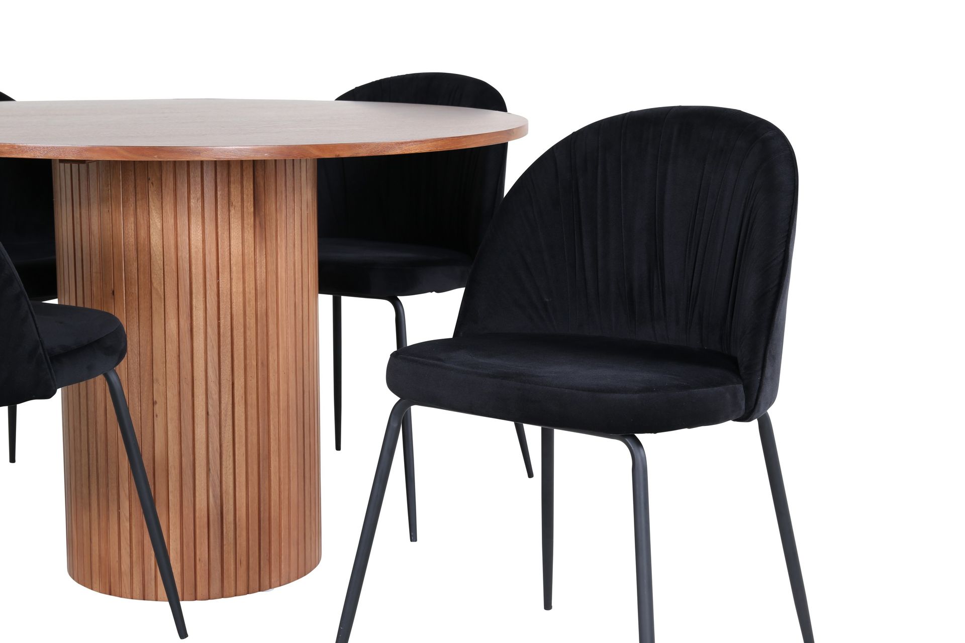 Bianca Matgrupp 110 cm Rund med 4 Wrinkles stolar - Svart - Möbler - Matplats - Matgrupp & matbord med stolar