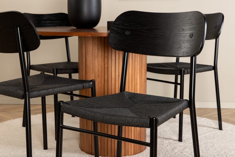 Bianca Matgrupp 110 cm Rund med 4 Polly stolar - Svart - Möbler - Matplats - Matgrupp & matbord med stolar