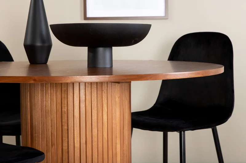 Bianca Matgrupp 110 cm Rund med 4 Polar stolar - Svart - Möbler - Matplats - Matgrupp & matbord med stolar