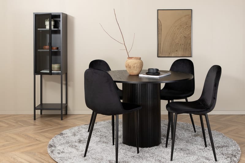 Bianca Matgrupp 110 cm Rund med 4 Polar stolar - Svart - Möbler - Matplats - Matgrupp & matbord med stolar