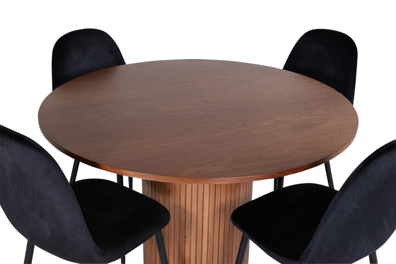 Bianca Matgrupp 110 cm Rund med 4 Polar stolar - Svart - Möbler - Matplats - Matgrupp & matbord med stolar
