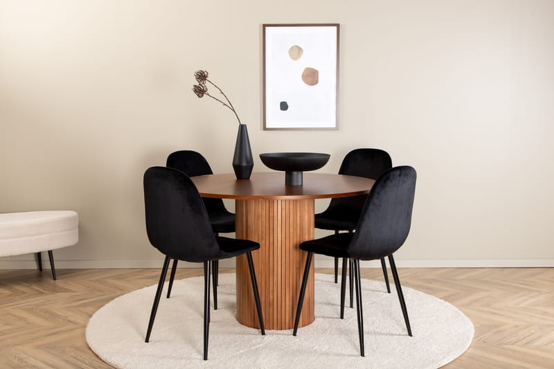 Bianca Matgrupp 110 cm Rund med 4 Polar stolar - Svart - Möbler - Matplats - Matgrupp & matbord med stolar