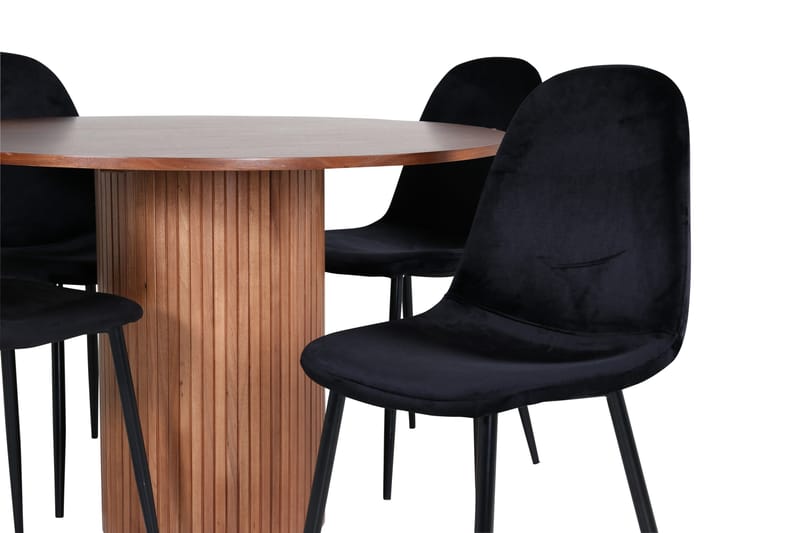 Bianca Matgrupp 110 cm Rund med 4 Polar stolar - Svart - Möbler - Matplats - Matgrupp & matbord med stolar