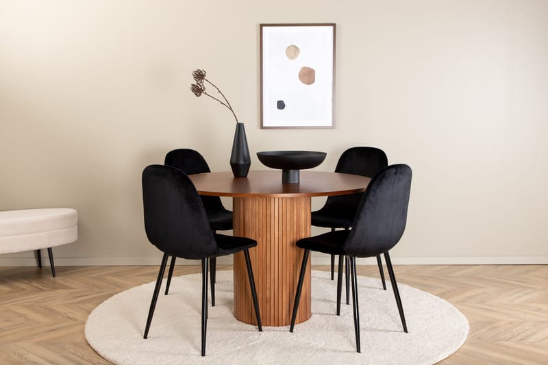 Bianca Matgrupp 110 cm Rund med 4 Polar stolar - Svart - Möbler - Matplats - Matgrupp & matbord med stolar