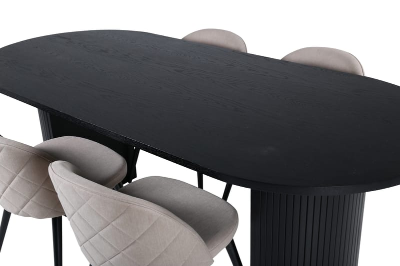 Bianca Matgrupp 200 cm Oval med 4 Velvet stolar - Beige - Möbler - Matplats - Matgrupp & matbord med stolar