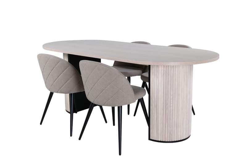 Bianca Matgrupp 200 cm Oval med 4 Velvet stolar - Beige - Möbler - Matplats - Matgrupp & matbord med stolar