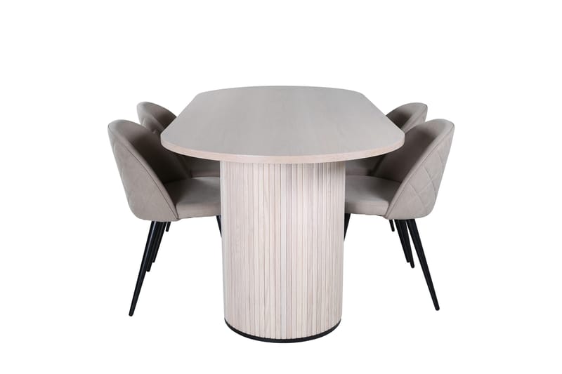 Bianca Matgrupp 200 cm Oval med 4 Velvet stolar - Beige - Möbler - Matplats - Matgrupp & matbord med stolar