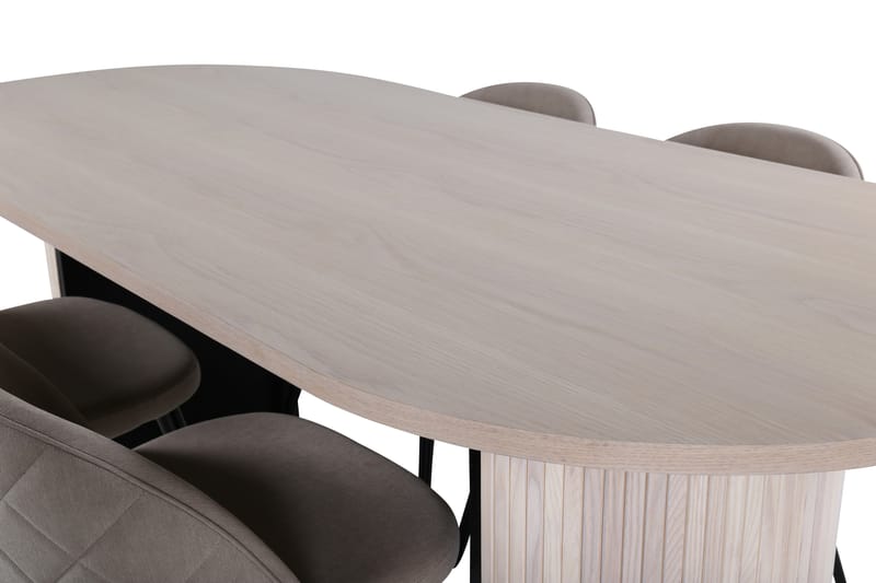 Bianca Matgrupp 200 cm Oval med 4 Velvet stolar - Beige - Möbler - Matplats - Matgrupp & matbord med stolar