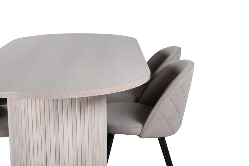 Bianca Matgrupp 200 cm Oval med 4 Velvet stolar - Beige - Möbler - Matplats - Matgrupp & matbord med stolar