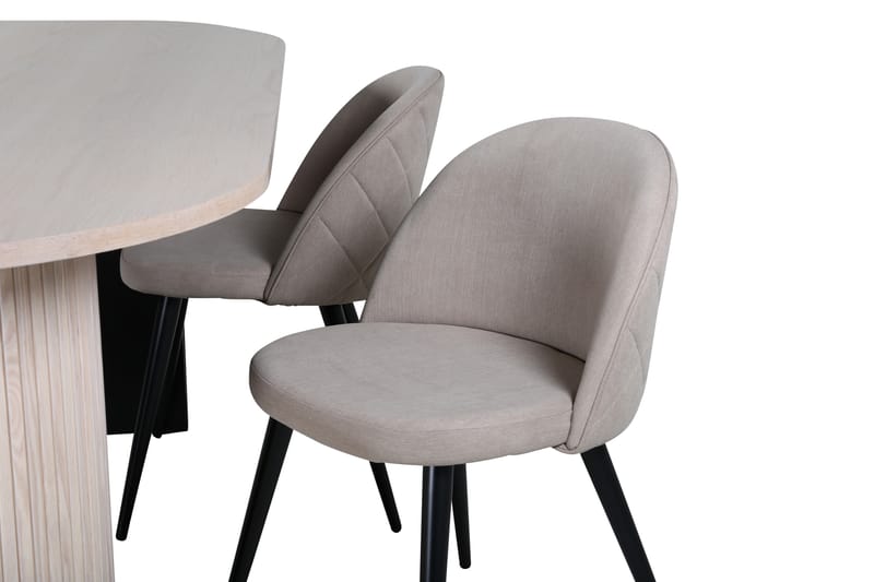Bianca Matgrupp 200 cm Oval med 4 Velvet stolar - Beige - Möbler - Matplats - Matgrupp & matbord med stolar