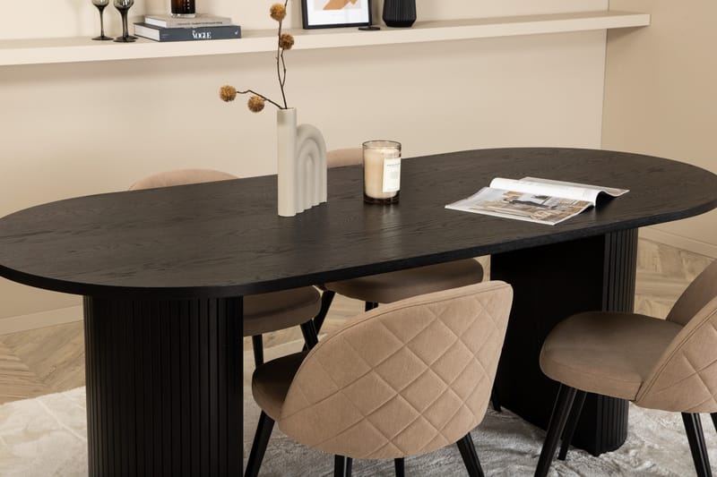 Bianca Matgrupp 200 cm Oval med 4 Velvet stolar - Beige - Möbler - Matplats - Matgrupp & matbord med stolar