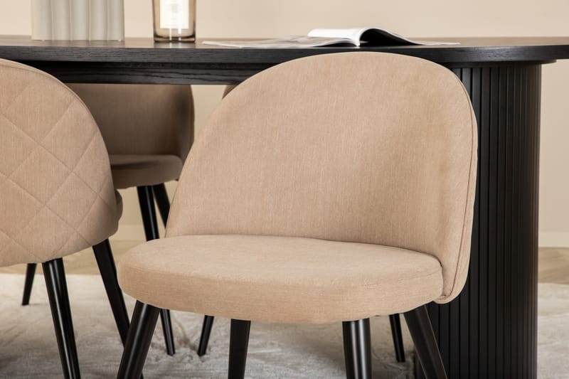 Bianca Matgrupp 200 cm Oval med 4 Velvet stolar - Beige - Möbler - Matplats - Matgrupp & matbord med stolar