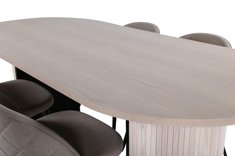 Bianca Matgrupp 200 cm Oval med 4 Velvet stolar - Beige - Möbler - Matplats - Matgrupp & matbord med stolar