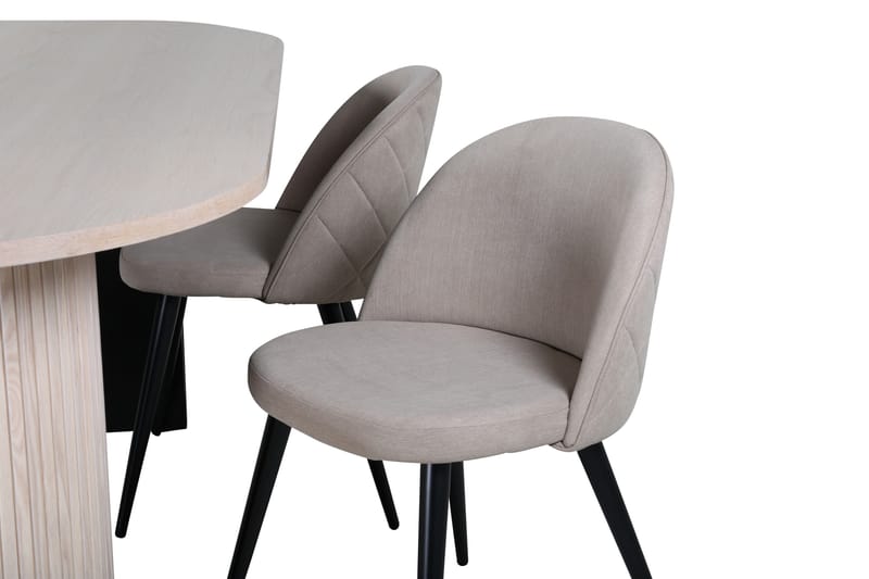 Bianca Matgrupp 200 cm Oval med 4 Velvet stolar - Beige - Möbler - Matplats - Matgrupp & matbord med stolar