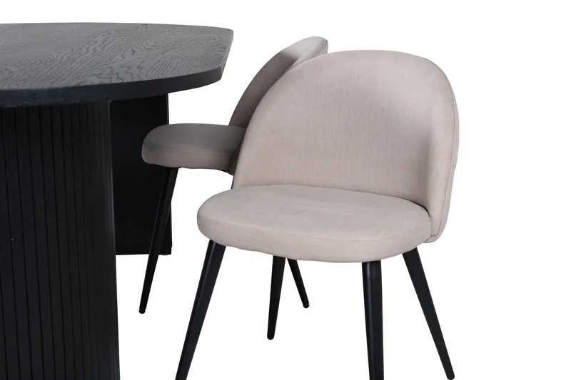 Bianca Matgrupp 200 cm Oval med 4 Velvet stolar - Beige - Möbler - Matplats - Matgrupp & matbord med stolar
