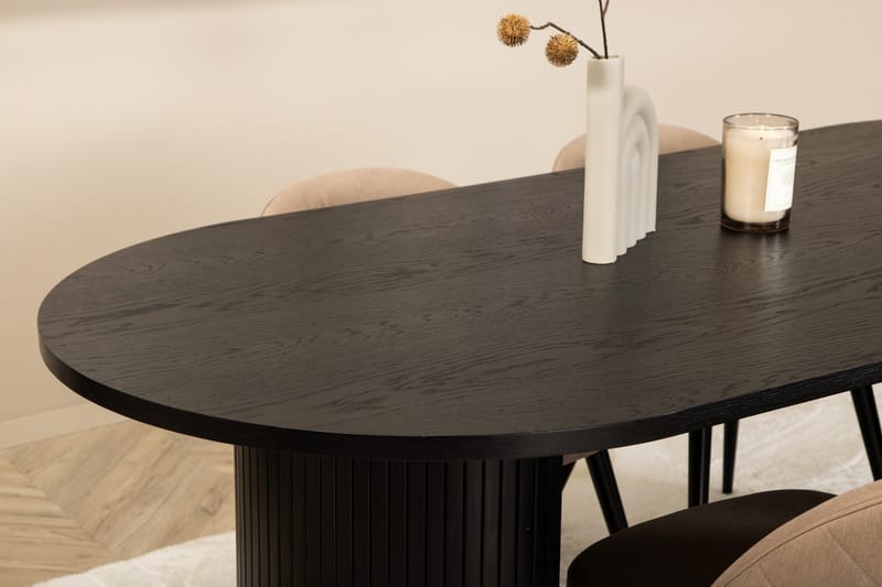 Bianca Matgrupp 200 cm Oval med 4 Velvet stolar - Beige - Möbler - Matplats - Matgrupp & matbord med stolar