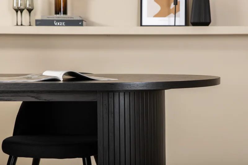 Bianca Matgrupp 200 cm Oval med 4 Velvet stolar - Svart - Möbler - Matplats - Matgrupp & matbord med stolar