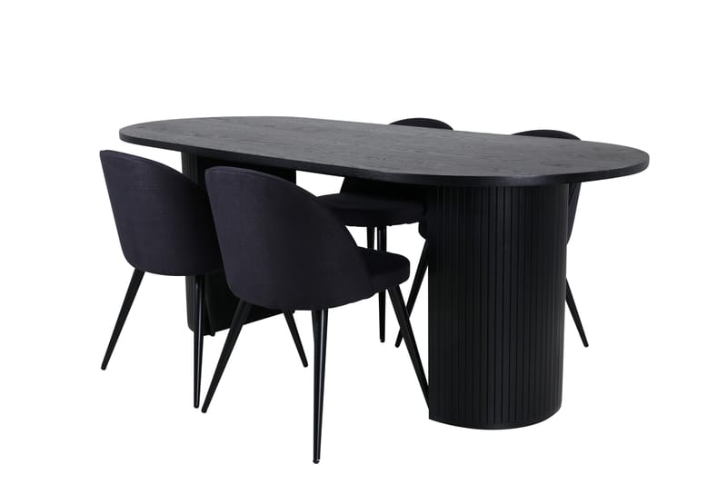 Bianca Matgrupp 200 cm Oval med 4 Velvet stolar - Svart - M�öbler - Matplats - Matgrupp & matbord med stolar
