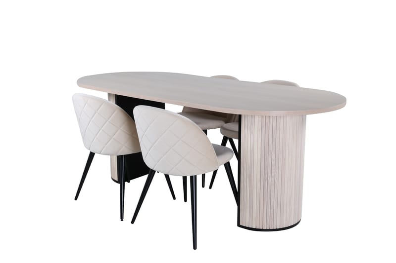 Bianca Matgrupp 200 cm Oval med 4 Velvet stolar - Svart - Möbler - Matplats - Matgrupp & matbord med stolar