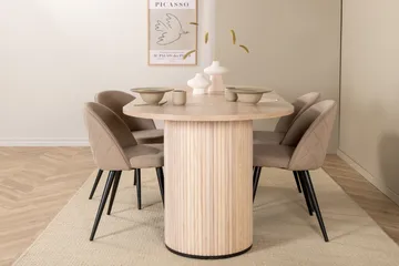 Bianca Matgrupp 200 cm Oval med 4 Velvet stolar