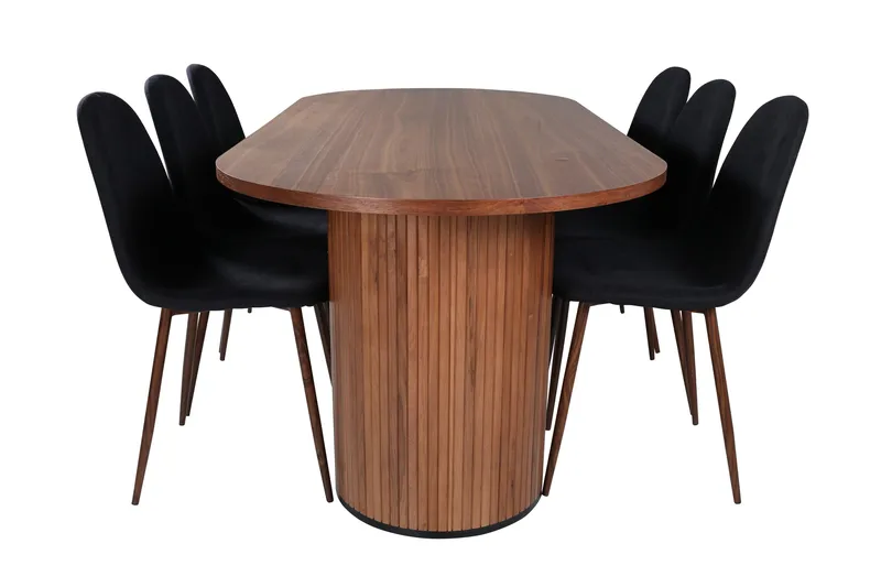 Bianca Matgrupp 200 cm Oval med 6 Polar stolar - Svart - Möbler - Matplats - Matgrupp & matbord med stolar