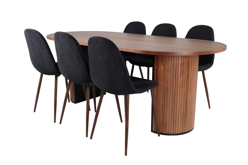 Bianca Matgrupp 200 cm Oval med 6 Polar stolar - Svart - Möbler - Matplats - Matgrupp & matbord med stolar