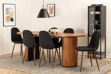 Bianca Matgrupp 200 cm Oval med 6 Polar stolar - Svart - Möbler - Matplats - Matgrupp & matbord med stolar