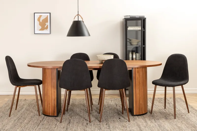 Bianca Matgrupp 200 cm Oval med 6 Polar stolar - Svart - Möbler - Matplats - Matgrupp & matbord med stolar