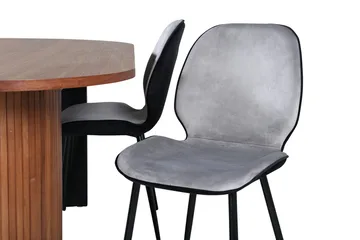 Bianca Oval Matgrupp 200 cm med 4 Emma Matstolar - valnötsfärgad, ljusgrå, svart - Möbler - Matplats - Matgrupp & matbord med stolar