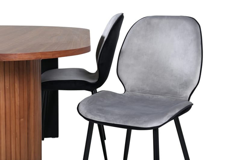 Bianca Oval Matgrupp 200 cm med 4 Emma Matstolar - valnötsfärgad, ljusgrå, svart - Möbler - Matplats - Matgrupp & matbord med stolar