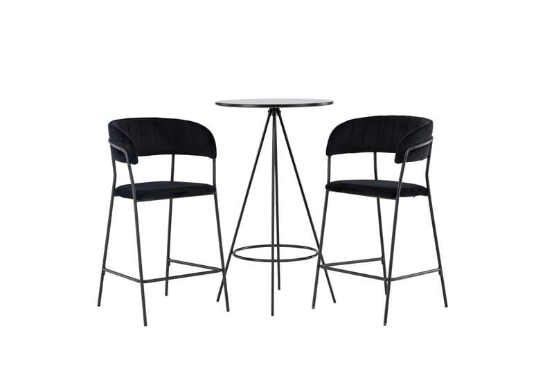Bistro Matgrupp 60 cm Rund med 2 Lui stolar, Svart