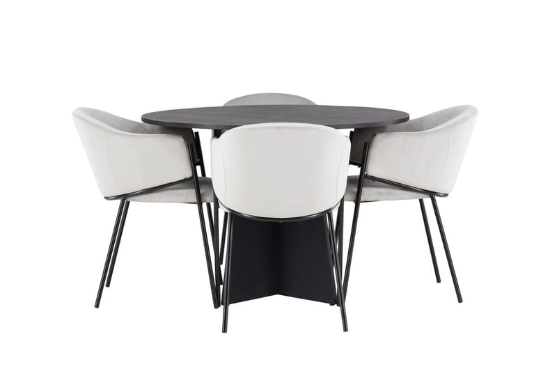Bootcut Matbord 110 cm Runt med 4 Evelina Karmstol - Möbler - Matplats - Matgrupp & matbord med stolar