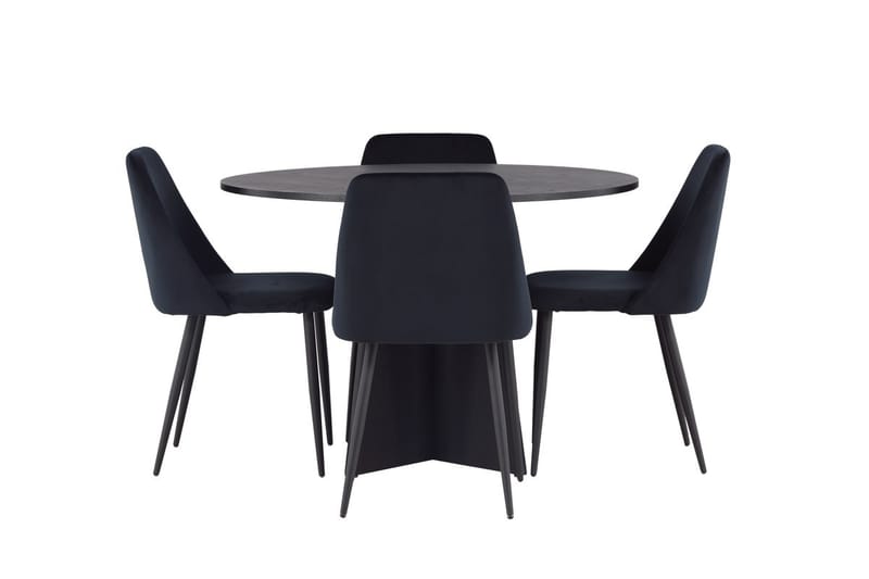 Bootcut Matbord 110 cm Runt med 4 Night Matstol - Möbler - Matplats - Matgrupp & matbord med stolar