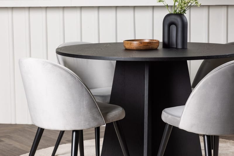 Bootcut Matbord 110 cm Runt med 4 Velvet Köksstol Sammet - Möbler - Matplats - Matgrupp & matbord med stolar